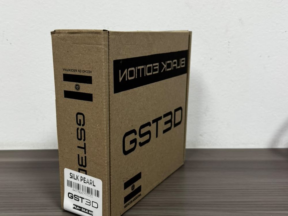 Caja de filamento PLA Silk GST 3D | BLACK EDITION con etiqueta Silk Pearl